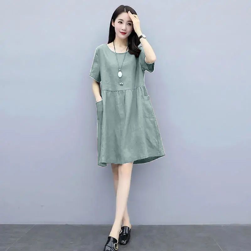 簡約短袖連衣裙