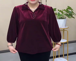 氣質翻領絲絨衫