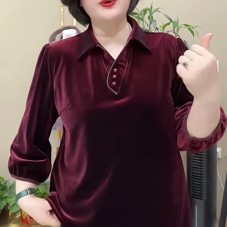 氣質翻領絲絨衫